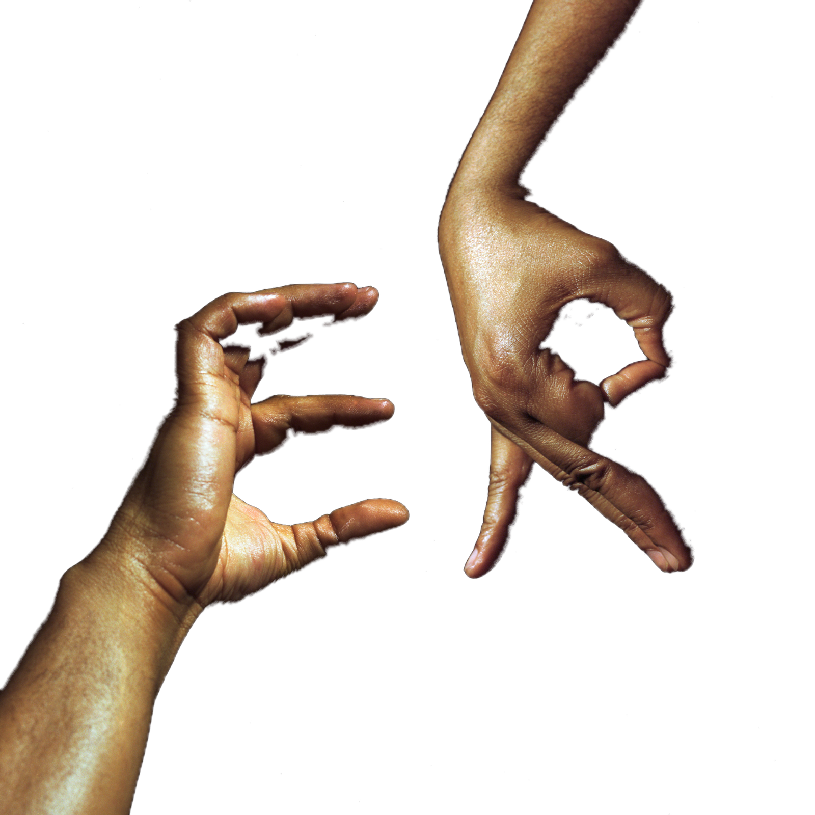 Deux mains formant les lettres E et R